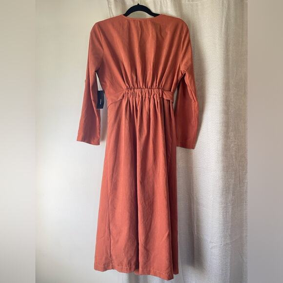 🆕 NWT Lulus terracota vegan washed faux suede midi dress - Picture 14 of 16